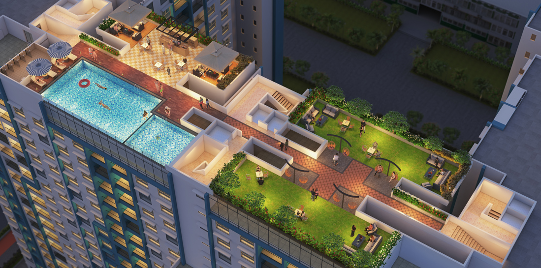 Top view of residential building at Megapolis Shimmer